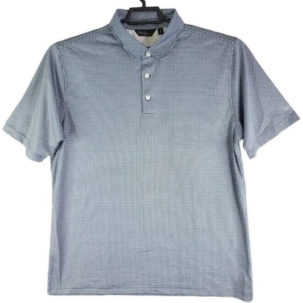 Walter Hagen Polo Shirt Houndstooth Print Men XL Grey HydroDri UPF 25+ New